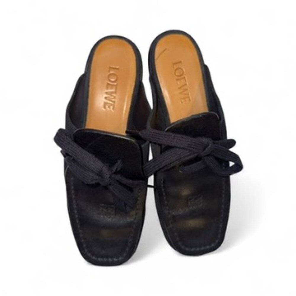 Loewe Black Leather Loafers | Size 38